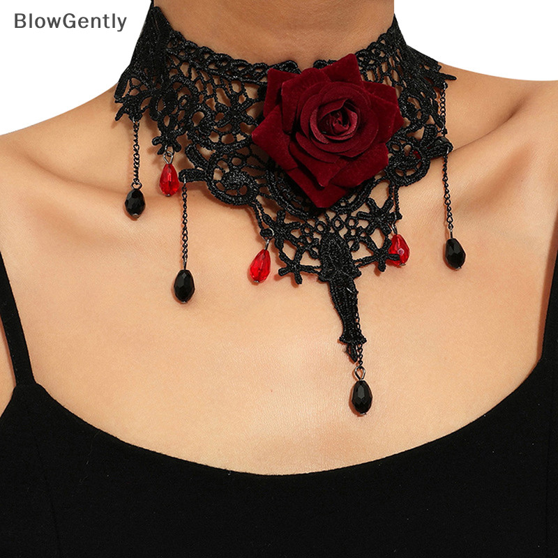 BlowGently Vintage Flower Pendant Gargantilha Para Mulheres Gótico Lace sel Clavicle Chain Jewelry BG NOVEL