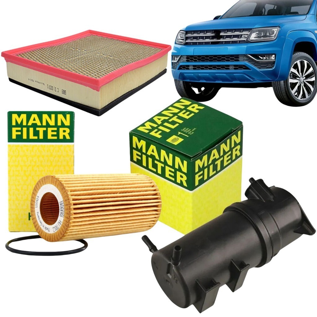 Kit Filtro Volkswagen Amarok 3.0 V6 Mann (Ar + Lubrificante + Combustível Diesel)