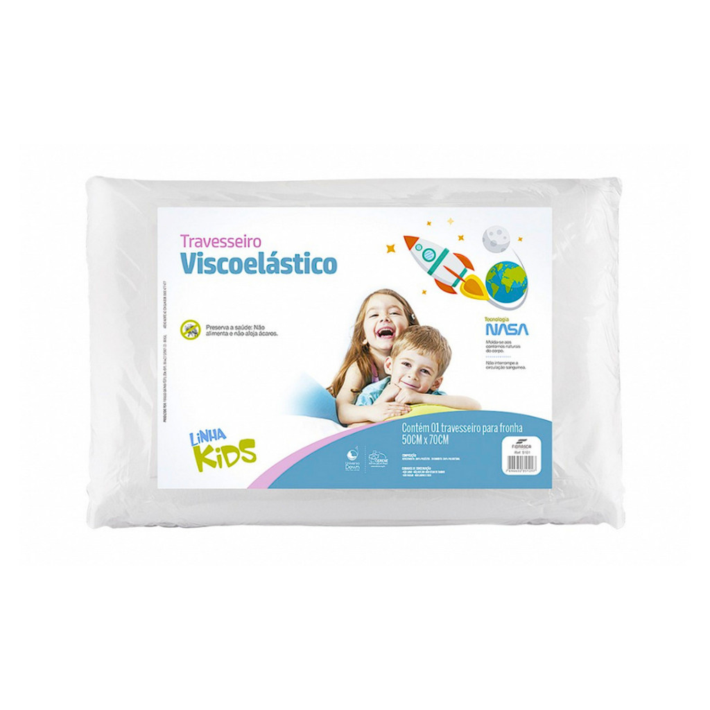 Travesseiro Infantil NASA Kids Infantil Espuma Viscoelástica 0+ Para Fronhas 50x70cm - Fibrasca