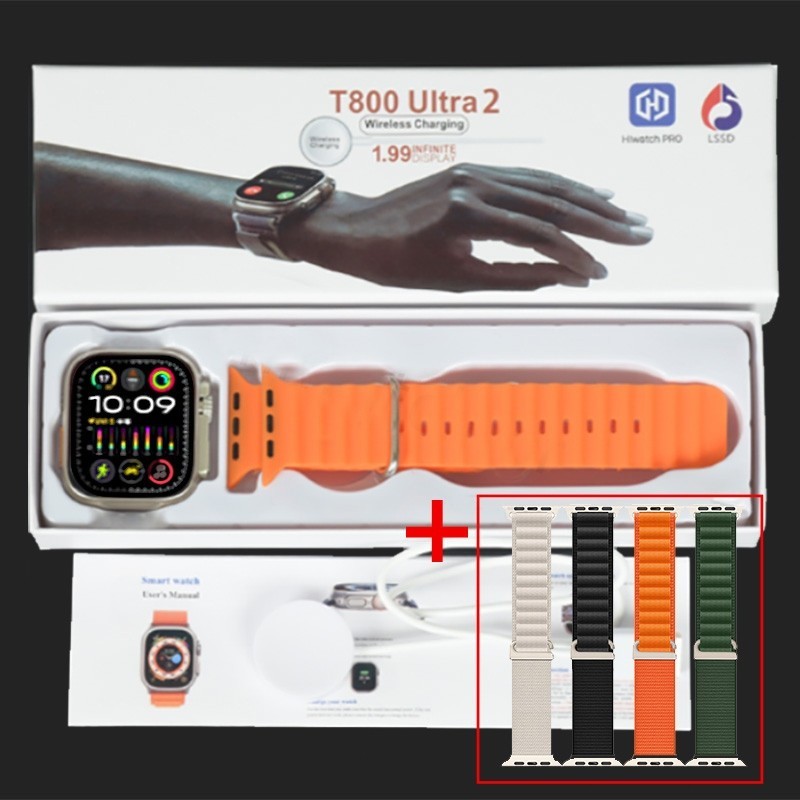 2025 Novo T800 Ultra 2 Series 9 Gesto Responsivo smartwatch Carregador Sem Fio Esportivo À Prova D'água