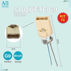 Kit 10 Soquete p/ Lâmpada G9 15CM Halopin Bipino com cabo Bivolt