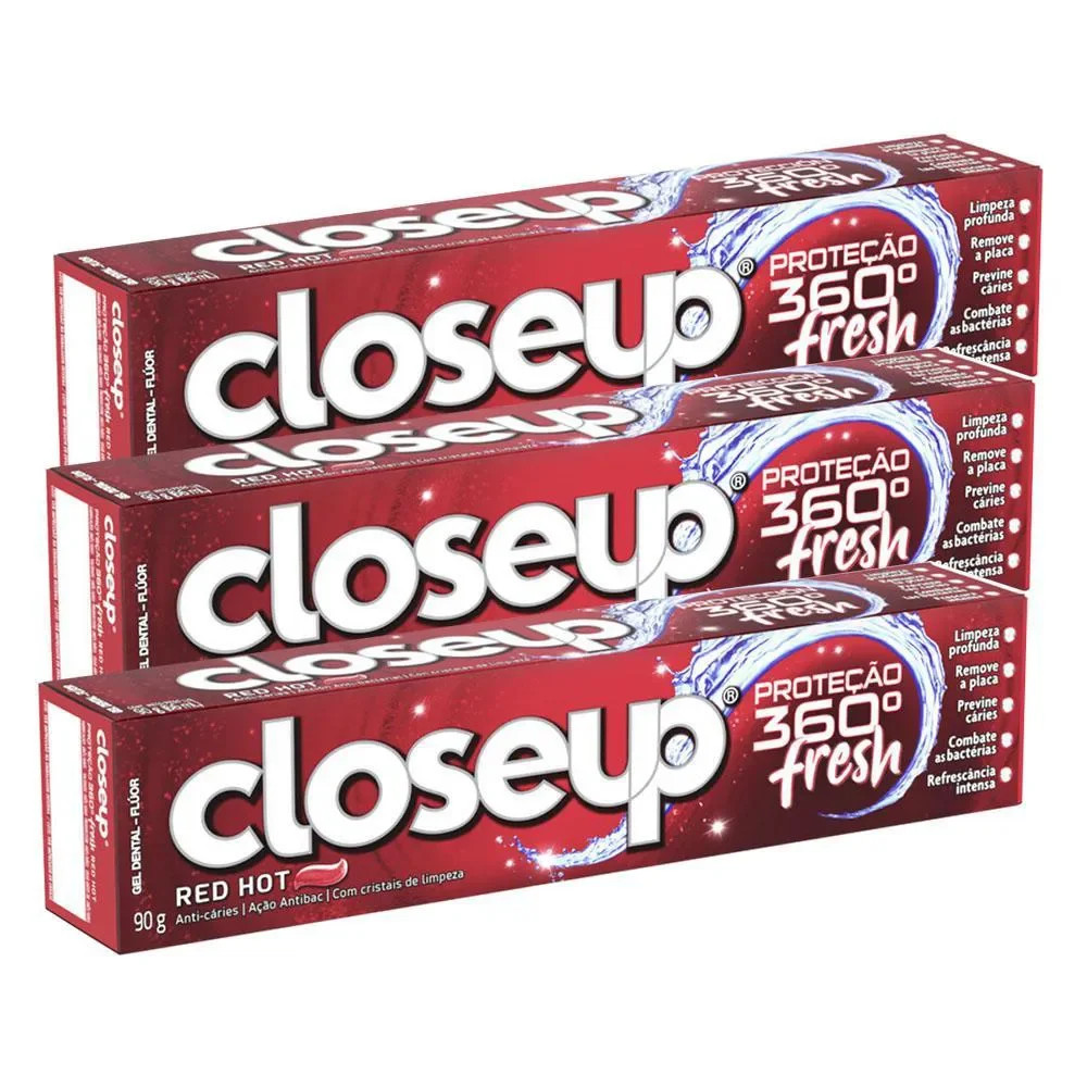 KIT 3 Creme Dental CloseUp Red 90g