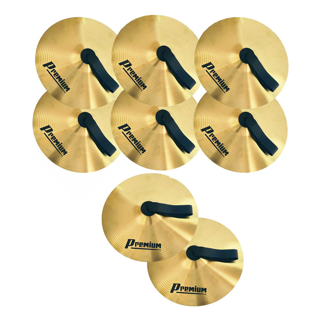 Kit 4 Pratos Par Fanfarra Marching Band Alloy 14 + Correia