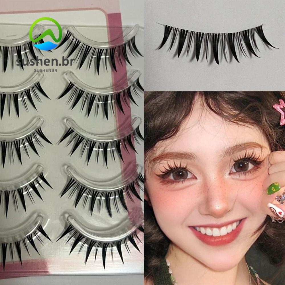 SUSBR 5 Pares Cílios Falsos , Cosplay Japonês Pestanas Dramáticas Manga Anime , Pacote Faux Mink Thick Fake Eyelashes Extensões Para Meninas Femininas