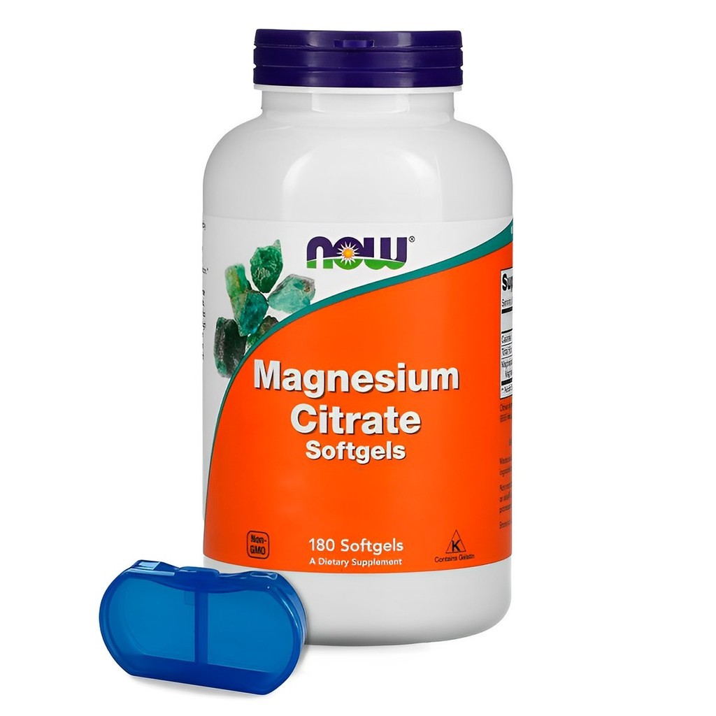 Citrato de Magnésio Now Foods 180 Softgels + Porta Cápsulas - Health