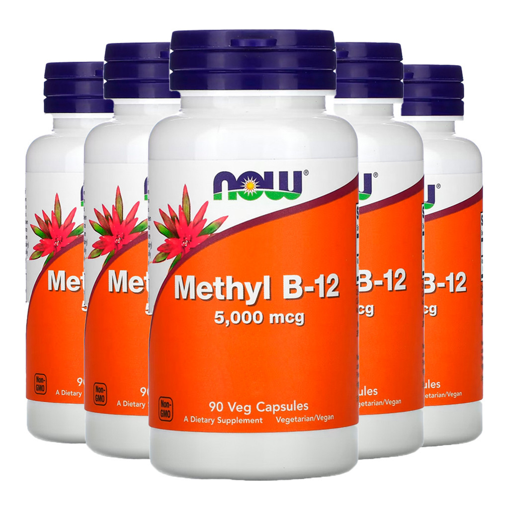 Kit 5x Metil B-12 5.000mcg Now Foods 90 Veg Cáps Importado /Made in Usa