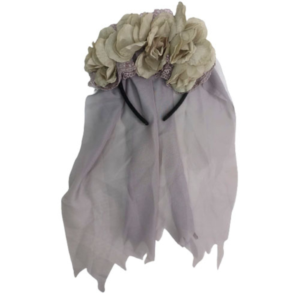 Arco Tiara Véu Fantasma Viúva Noiva Halloween Bruxa Artigo de Festa Fantasia Acessório de Cabelo - R83521