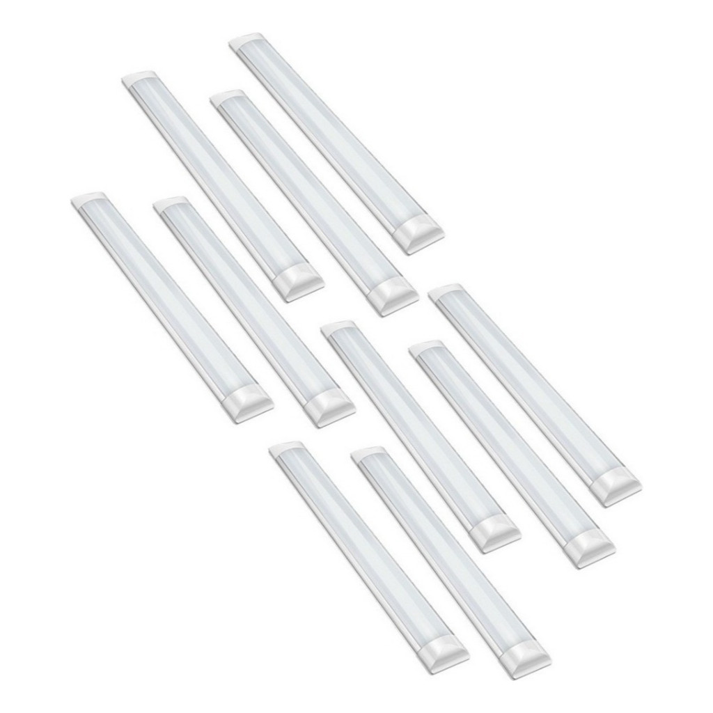 Kit 10 Luminária Tubular Led Slim 36w Sobrepor 100cm Bivolt Branco Frio 6500k (LUZ BRANCA) - LUMINARTE em Oferta na Shopee