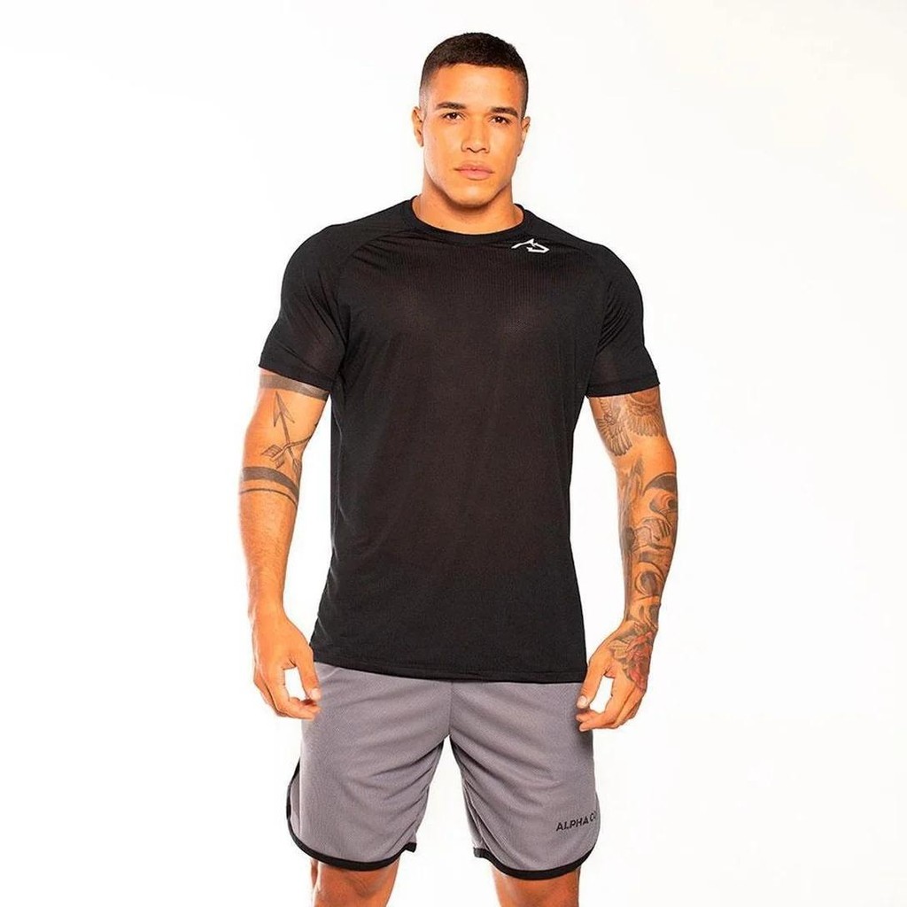 Camiseta Masculina Dry Esportiva Academia Wolf Branco Alpha CO - Sports & Outdoors