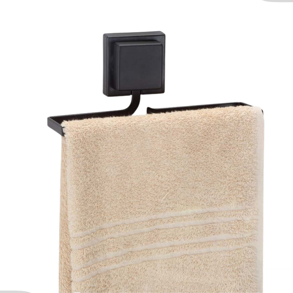 Porta Toalha de Rosto Barra Banheiro Lavabo Toalheiro Sem Furo Fixação Dupla Face Preto Arthi em Oferta na Shopee