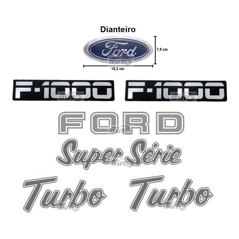 Kit Emblema F1000 + Ford Super Série Turbo Prata - 1993 À 95