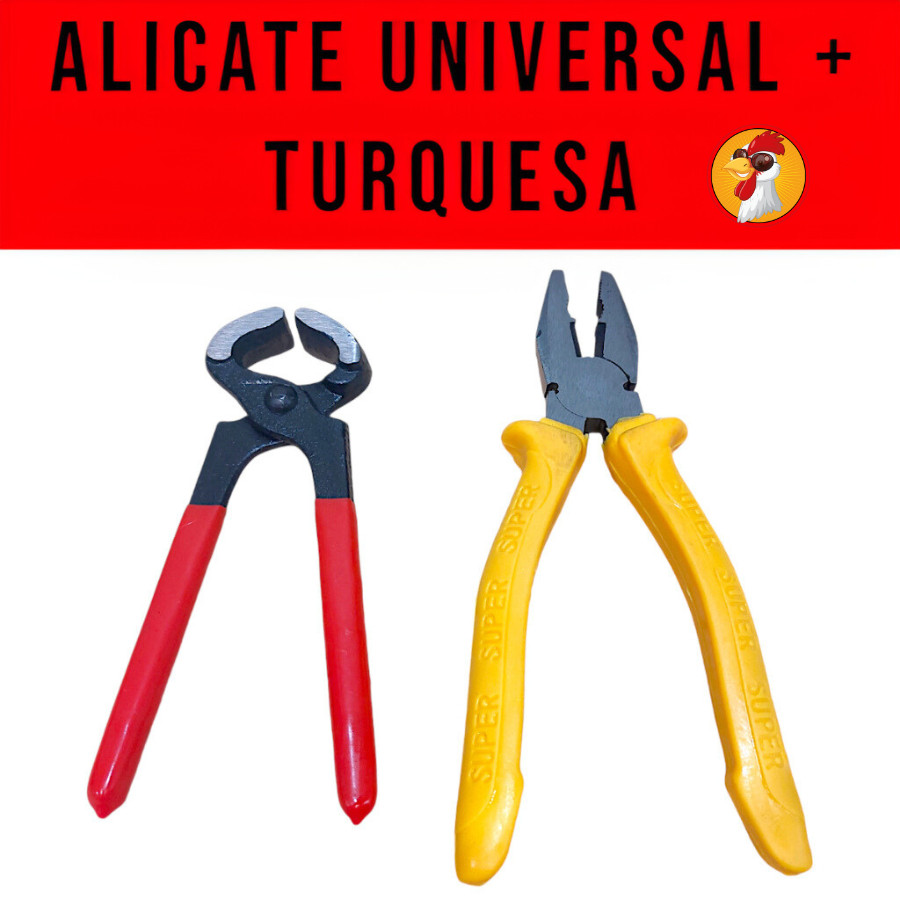 Kit Alicate Universal 8" + Turquesa 6 " Corte Vergalhão Cabos Eletricista
