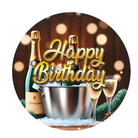 NOVO Painel Festa Infantil Redondo Happy Birthday Letras Douradas Gold, Fundo Alimentos Festivos + Arco, Suporte incluso. Fazemos personalizado com qualquer tema. Confeccionado em Lona fosca, impressão de alta resolução. cenário , p/ Decoração