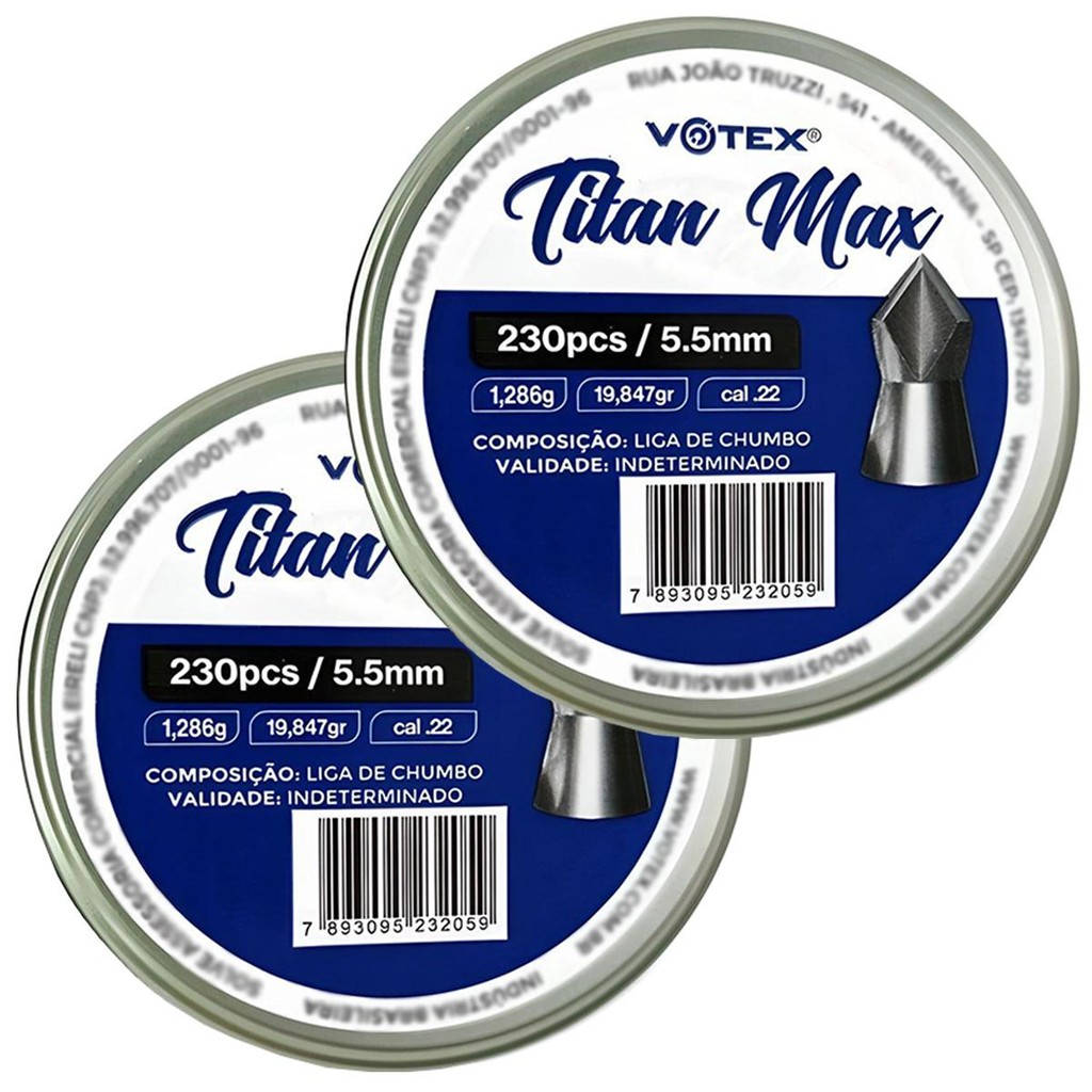 Kit 2 Chumbinhos Titan Max 5.5mm 230pcs/pot - Votex - Sports & Outdoors
