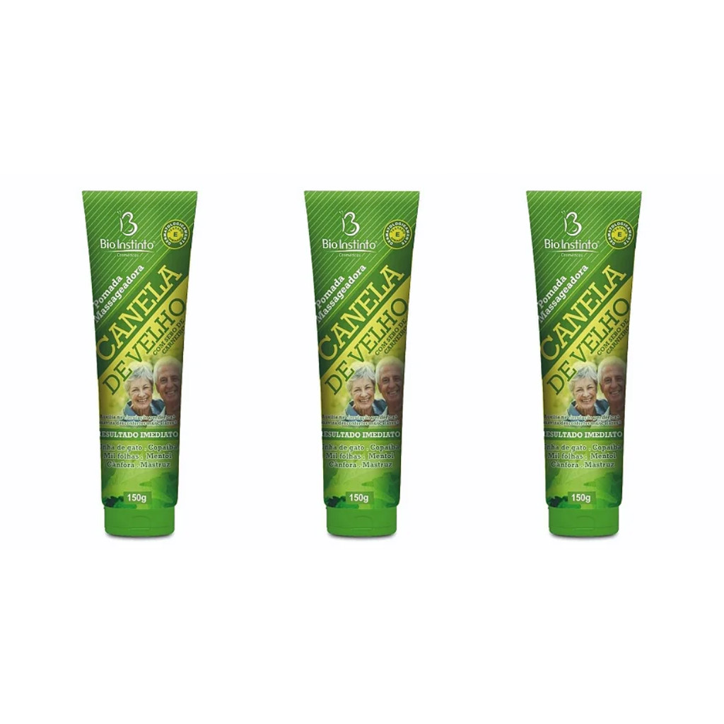 Kit com 3 Cremes Massageadores de Canela de Velho e Sebo de Carneiro 150g Cada
