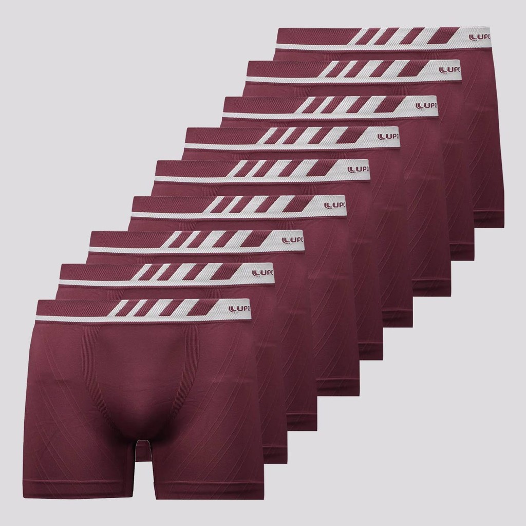 Kit 9 Cuecas Boxer Lupo Microfibra Bordô em Oferta na Shopee