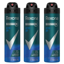 Kit 3 Desodorante Antitranspirante Rexona Men Active Dry 150ml