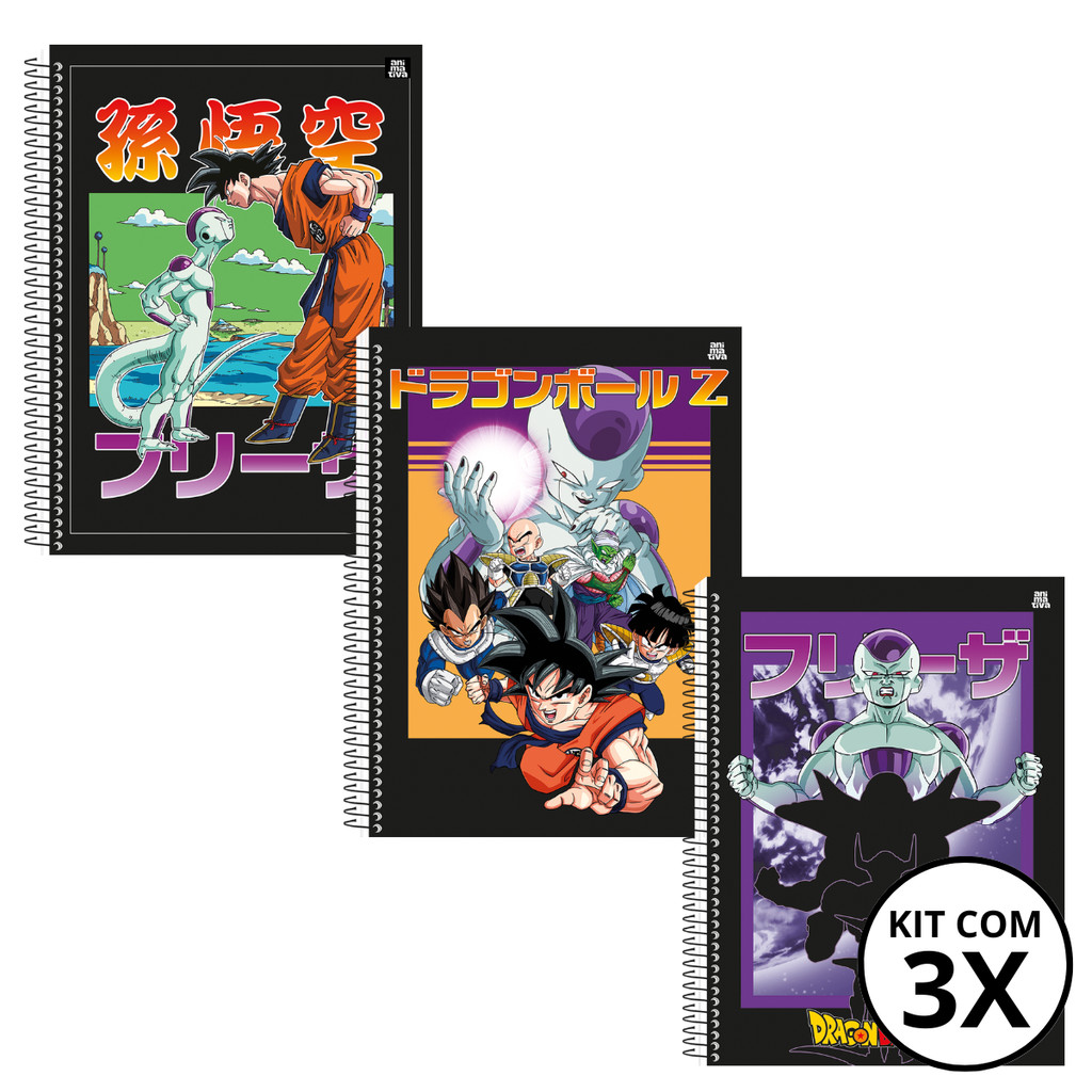 Kit Com 03 Caderno 10 Matérias Universitário Dragon Ball 160 Folhas Saga Freeza - Animativa em Oferta na Shopee