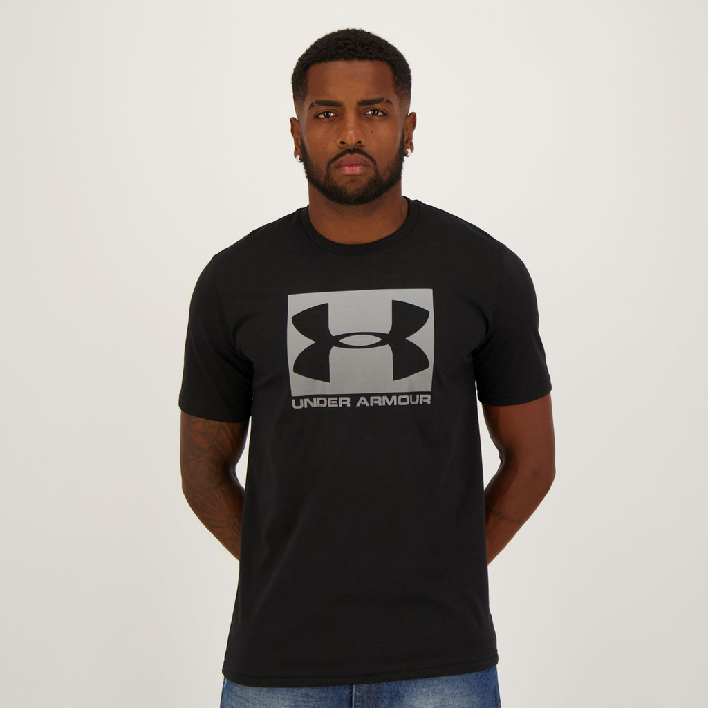 Camiseta Under Armour Boxed Sportstyle Preta e Cinza - Sports & Outdoors