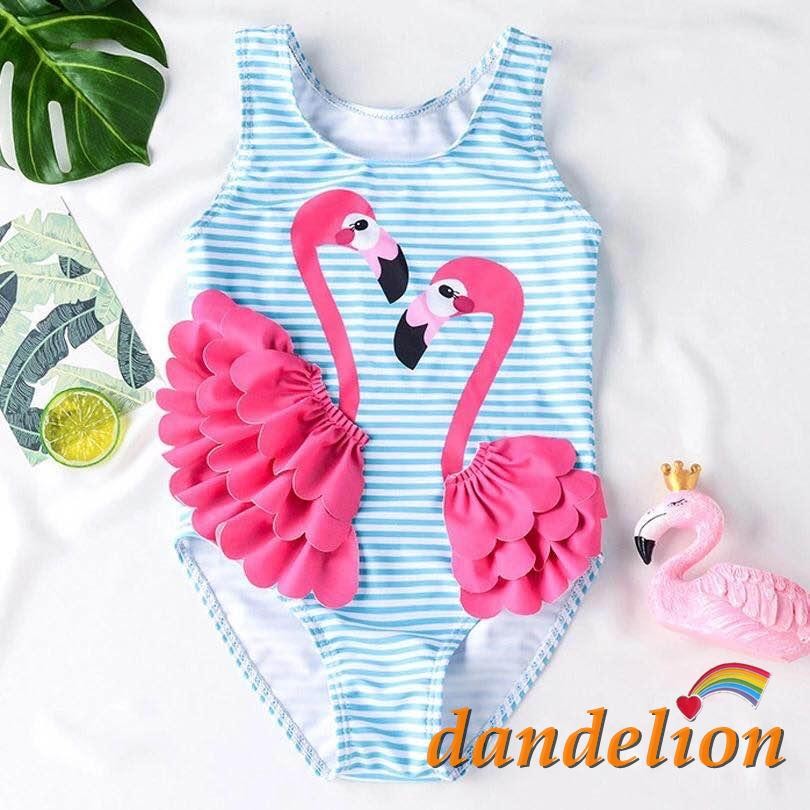 Maiôs De Uma Peça Para Bebês Meninas De 6 Meses A 4 Anos 3D Cisne E Listrado Estampado Sem Mangas Roupa De Banho Elástica Gola Redonda Macacão De Natação