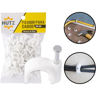 Organizador Fixador Prendedor Para Fios E Cabos 10mm Plástico E Ferro 100 Peças Hutz em Oferta na Shopee