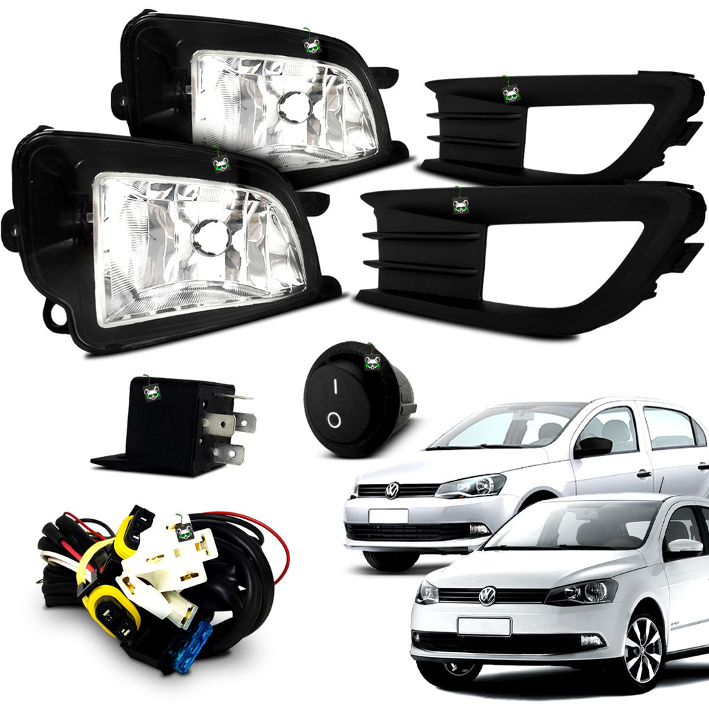 Kit Farol Auxiliar Milha Gol/Voyage G6 2013 2014 2015 2016 Moldura Preta Botao Tic Tac em Oferta na Shopee
