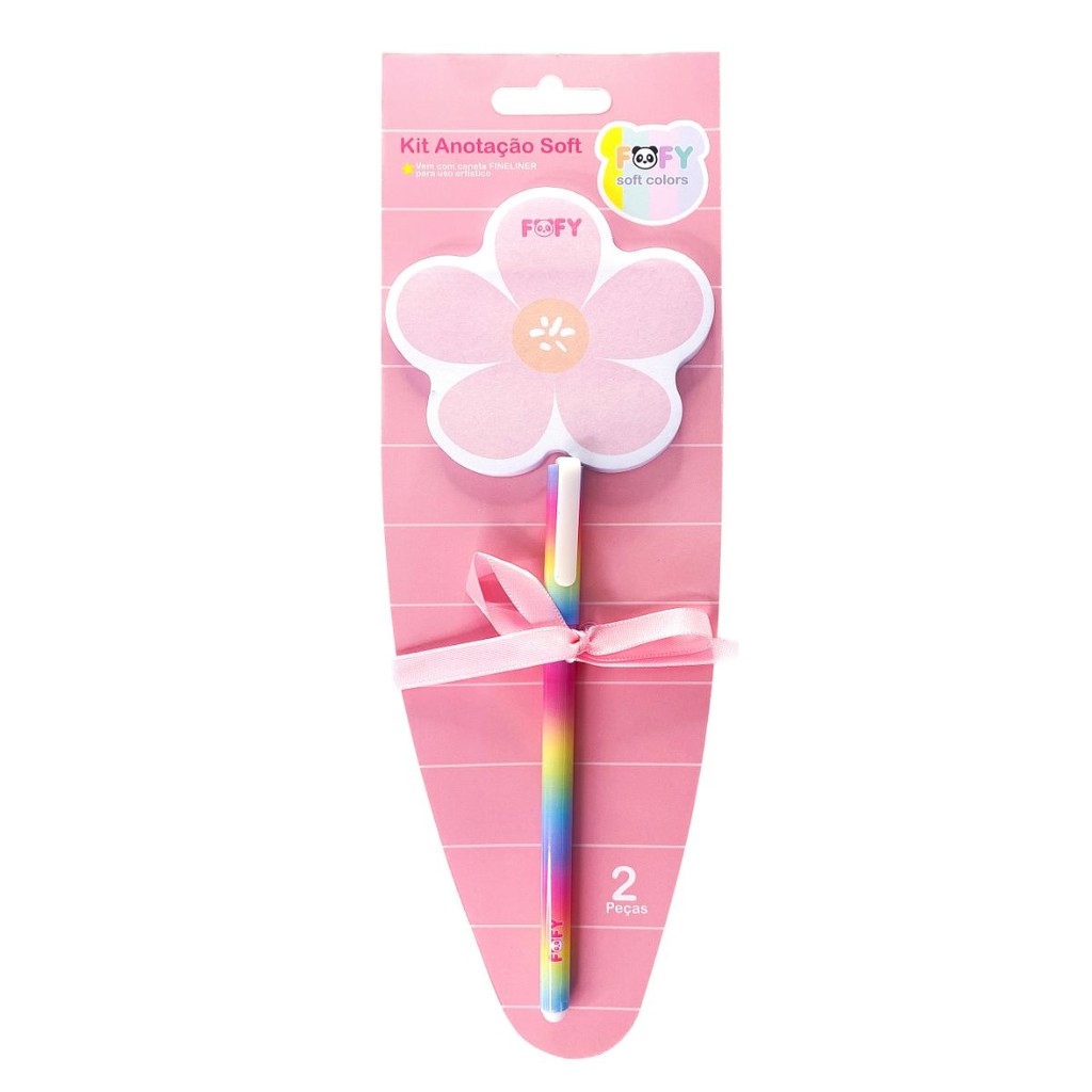 KIT Presente Papelaria Caneta e Bloco Anotaçoes Rosa
