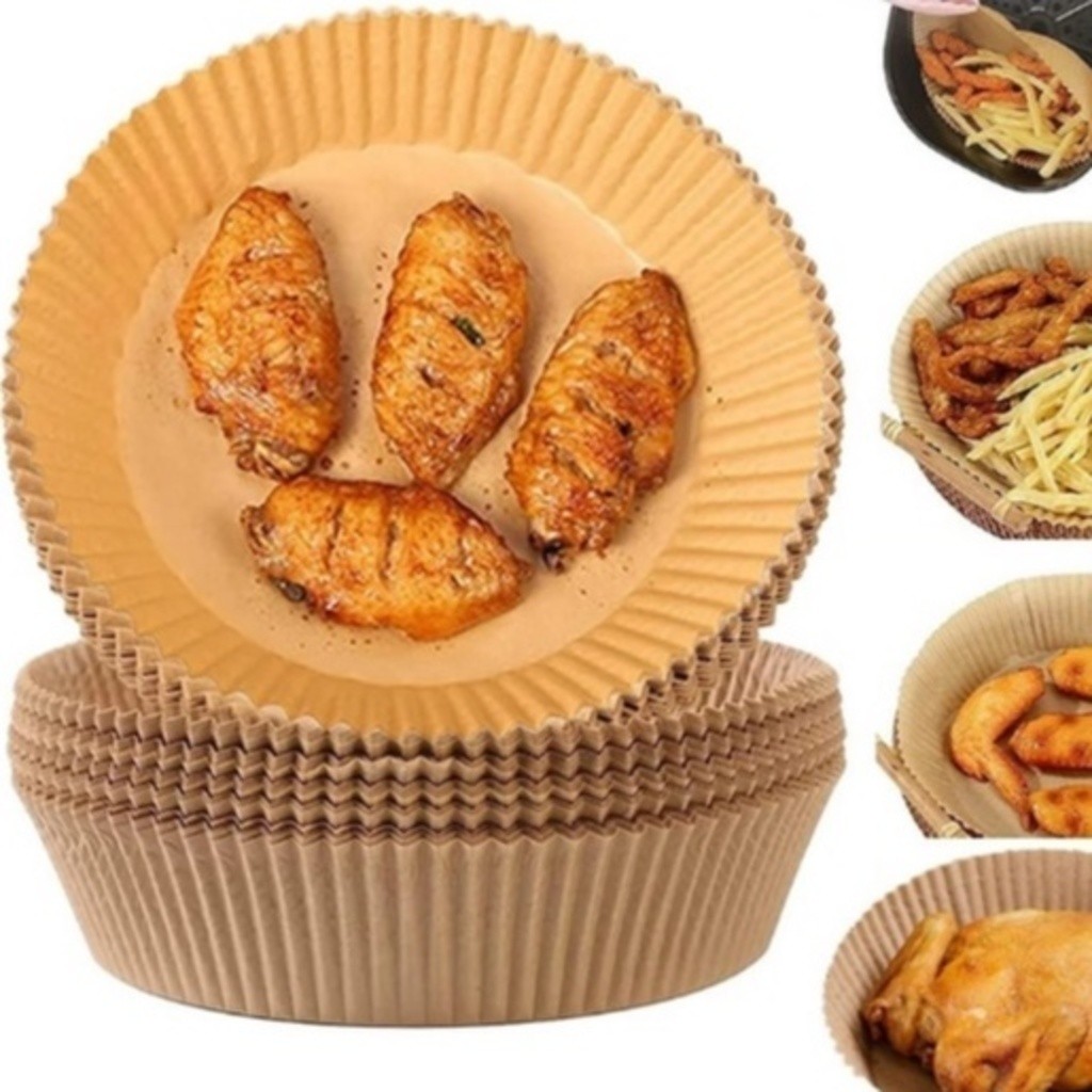 100pçs Tapete Redondo De Papel Descartável Air Fryer Antiaderente Para Cozimento