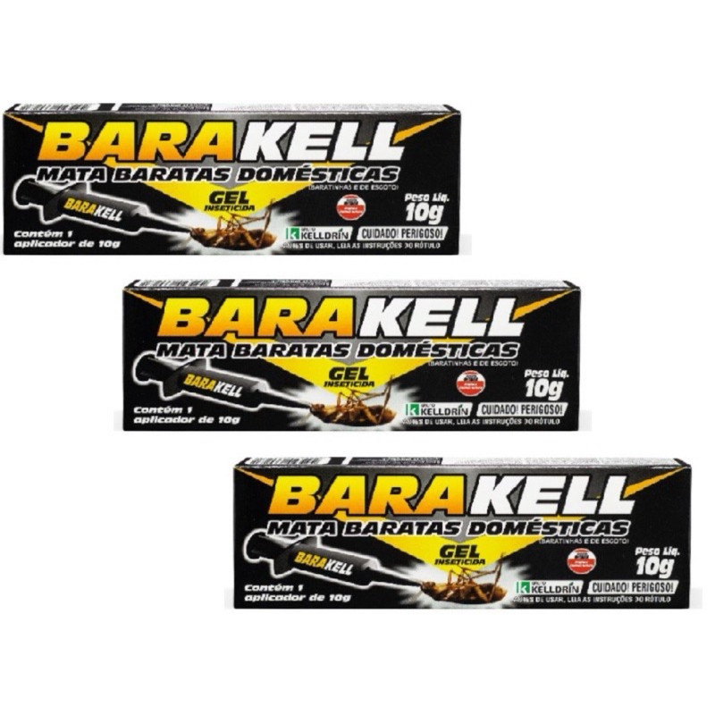 Kit C/3 unidades Barakell Gel para Baratas Kelldrin - 10 g - envio imedaito