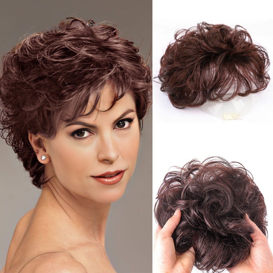 Perucas Transfronteiriças De Comércio Exterior Europeias E Americanas , Mulheres , Mães De Meia-Idade Idosas , Cabelos Brancos Respiráveis Curtos Cacheados Em Cima Da Cabeça , Bloco De Reedição