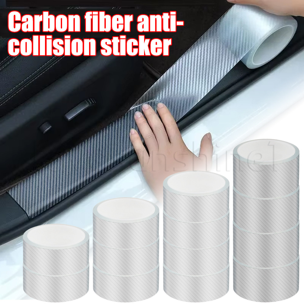 Adesivo Anticolisão De Fibra De Carbono Automotivo-Película Protetora De Carro 3D-À Prova D'água , Resistente Ao Desgaste , Transparente-Para Protetor De Limiar De Porta