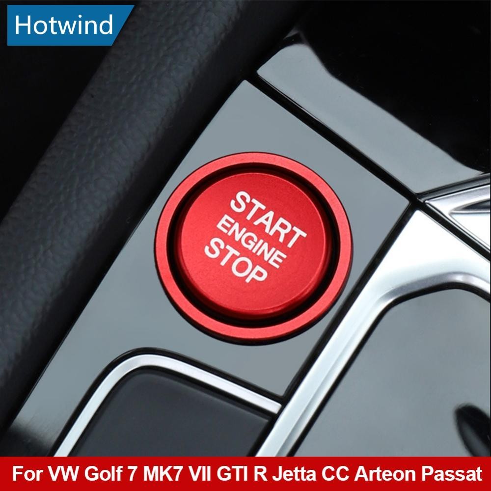 HW Botão De Parada De Partida Do Motor De Ignição Carro Anel Capa Guarnição Adesivo Decoração Interruptor Acessórios Para VW Golf 7 MK7 VII GTI R A1L8