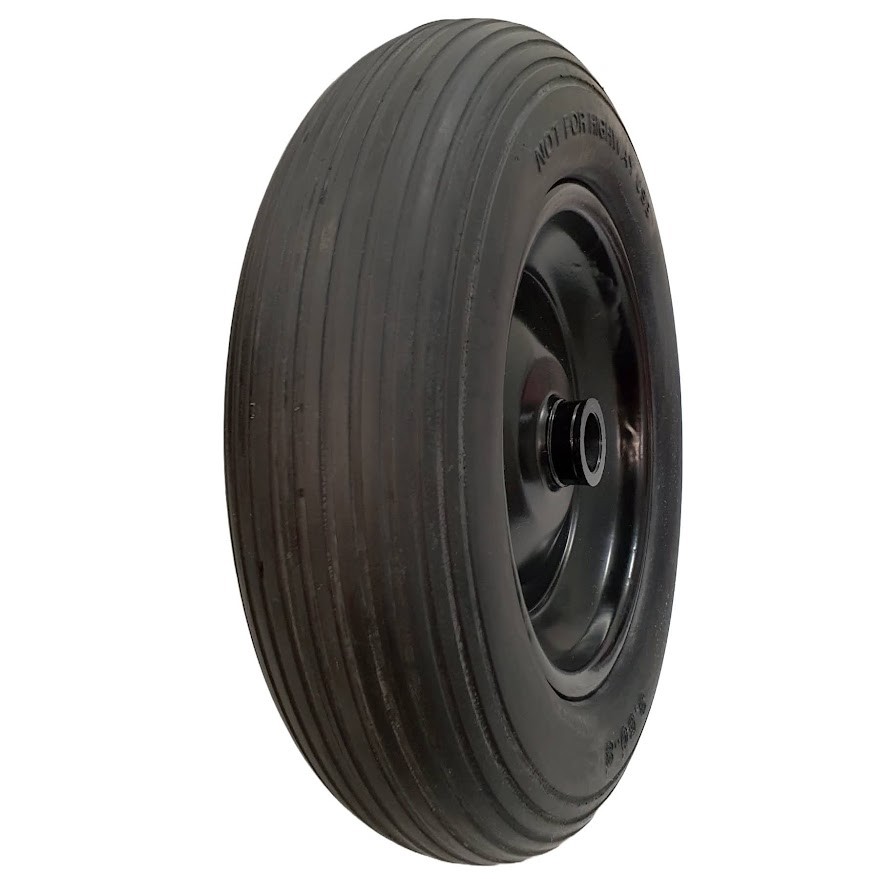 Roda Maciça 350x8 Pneu Carrinho Mão Carga 100 Kg C/ Rolete