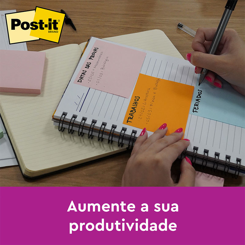 Detalhes do Bloco de notas adesivas Notefix Rosa 76x102mm 100 folhas 3M