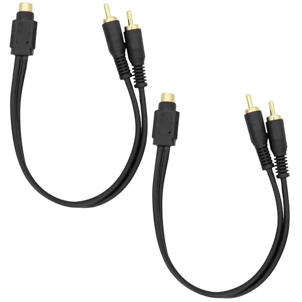 Kit 02 Cabo Rca Y Flexível 2 Macho 1 Fêmea Som Automotivo - Audio