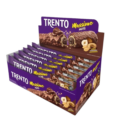 Chocolate Trento Massimo Nuts Com 15 Unidades De 25g em Oferta na Shopee