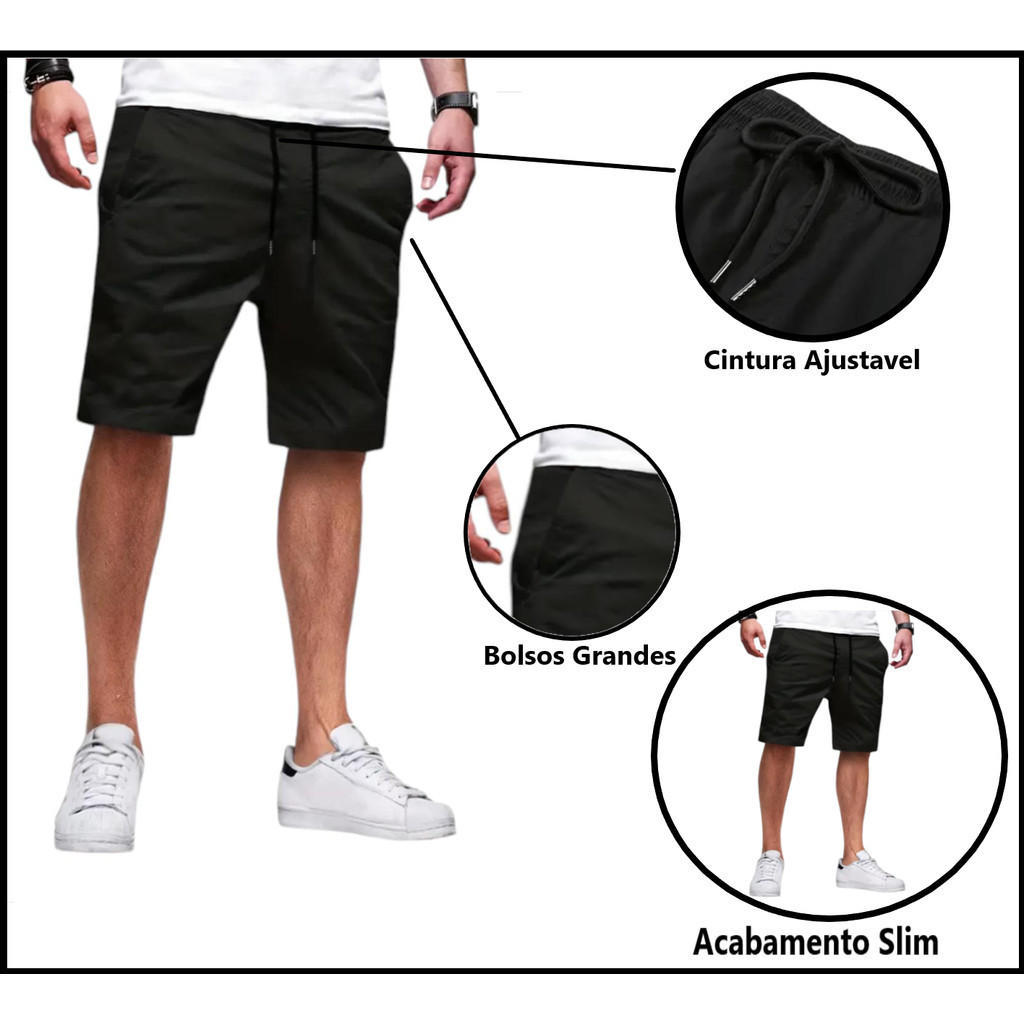 KIT Bermuda Sarja Colorida Jeans Premium Masculino Diversas Cores