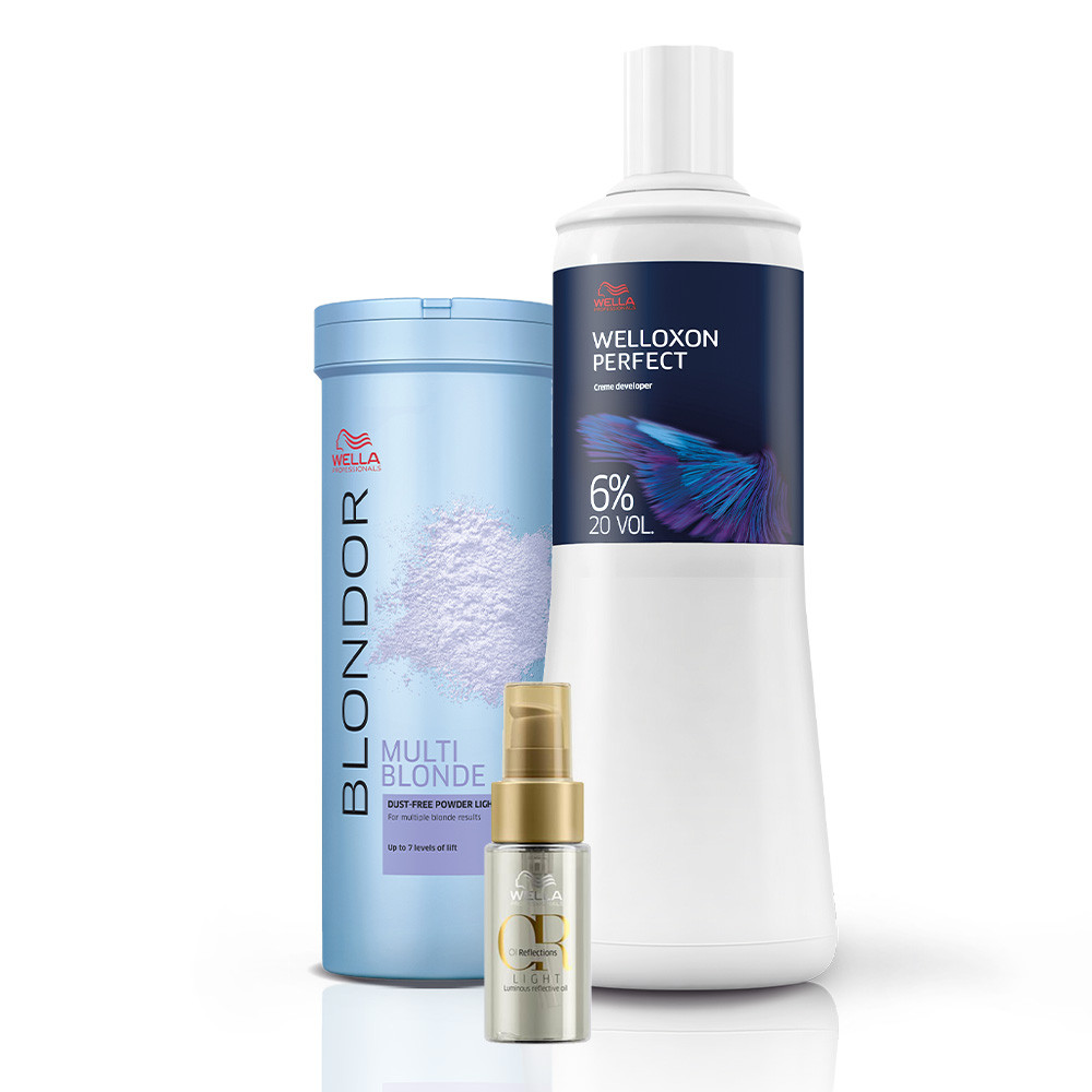 Kit Wella Blondor Pó Descolorante 400g + Oxidante 6% 20V + Oil Reflections Light 30ml (3 produtos) em Oferta na Shopee