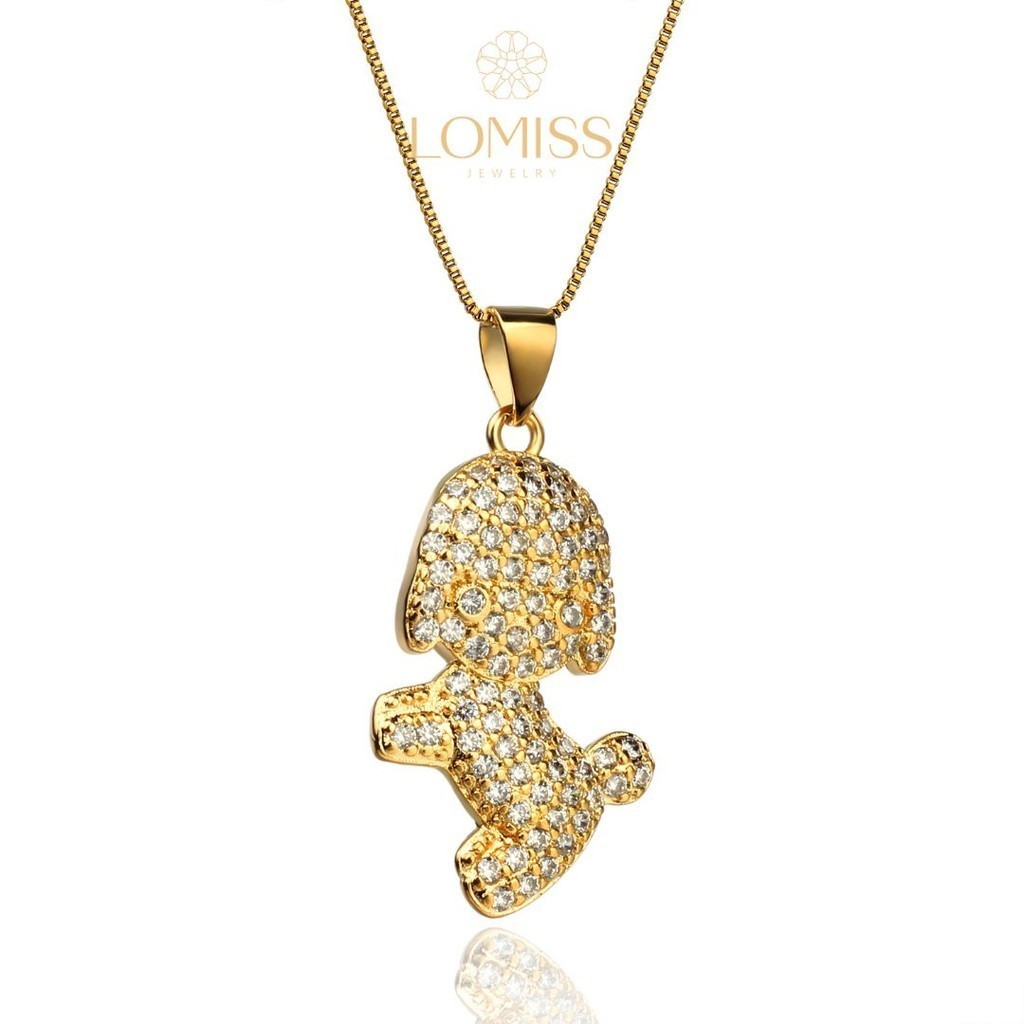 Colar Feminino Banhado a Ouro 18k Pingente De Cachorro Colar De Ouro Zircônia Embutido Luxo E Requintado Feminino