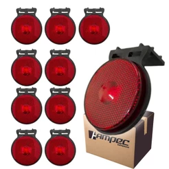 Kit 10 Lanterna Lateral LED Para Carreta Caminhão Trailer Reboque Com Suporte Vermelha P 65mm