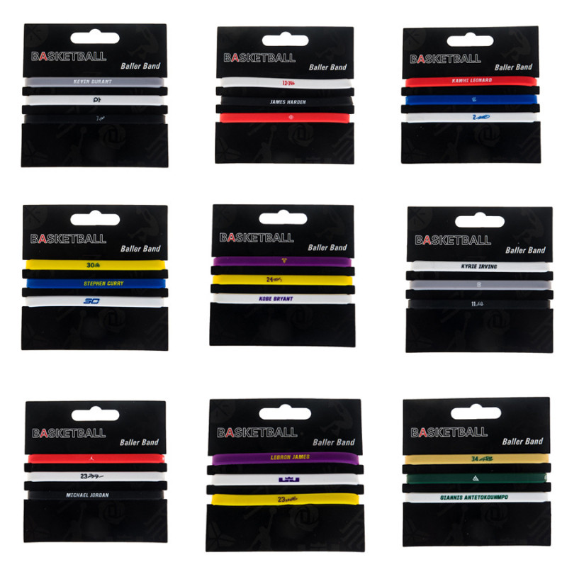 Conjunto De Três Peças De Pulseira De Silicone Fino De Basquete