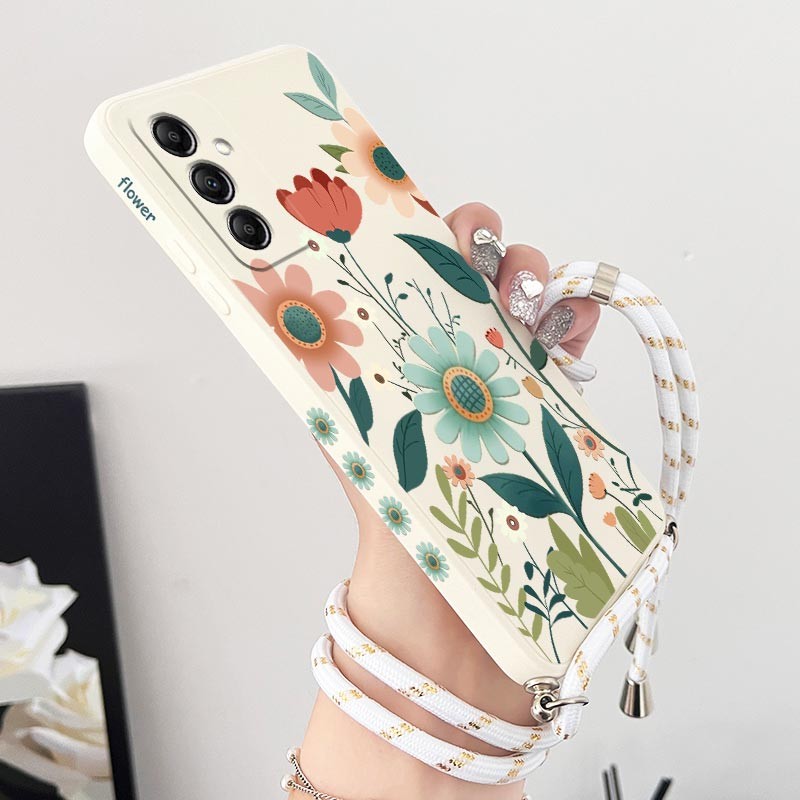 Uma 14 Flor Rural Cordão Silicone Caso De Telefone Para Samsung A14 A10 A10S A11 A12 A13 A15 A21S A16 A22 A23 A24 A20S A