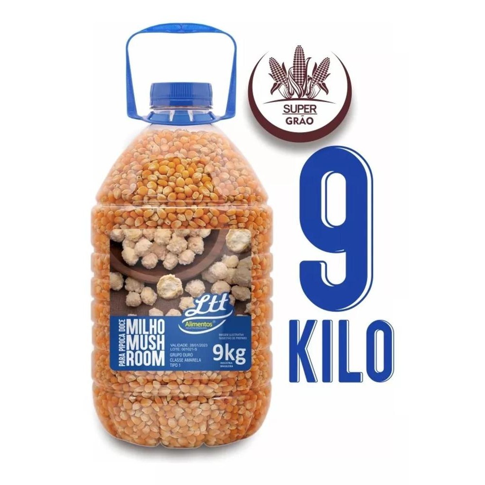 Milho Pipoca Mushroom Gourmet Galão 9kg Super Grão Ltt - Ltt Alimentos