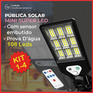 Luminária Pública Luz Solar Externo 108 LEDS Com Controle Remoto Refletor LED Transparent…
