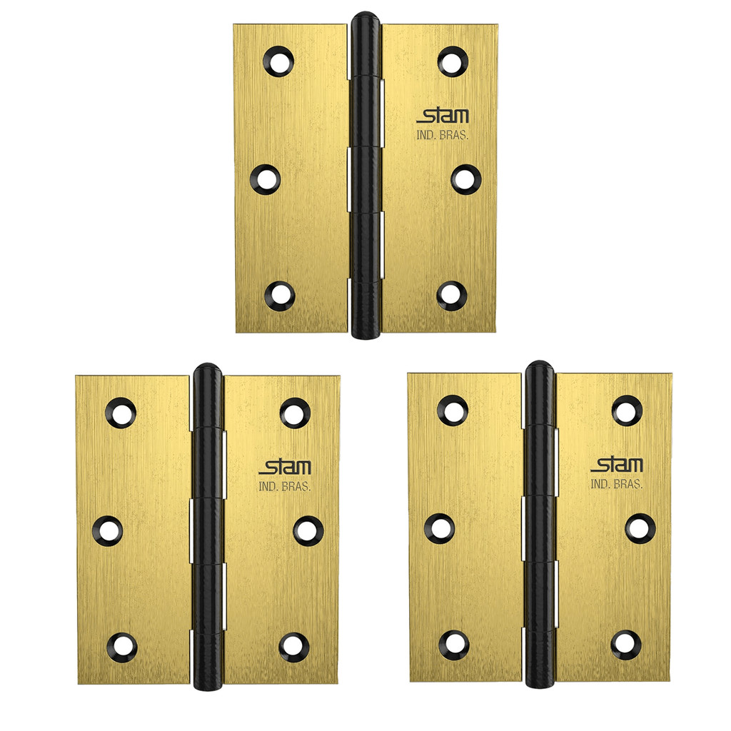 Dobradiça Para Porta Madeira Pino Reversível Stam 3 Peças DOBRADICA 3.5 X 3 X 1.9MM (P/R)