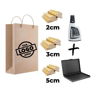 Kit 3 Carimbos com Logo  2cm, 3cm e 5cm + Almofada + Tinta em Oferta na Shopee
