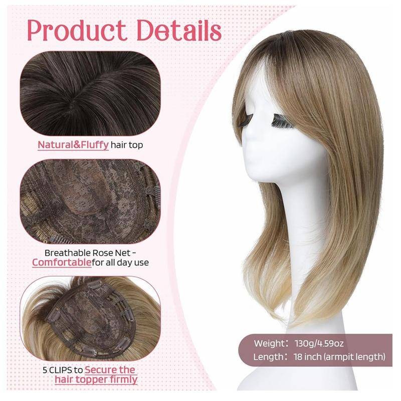 Detalhes do 16cm X 16cm Tamanho Boné Preto Marrom Loiro Moda Feminina Clipe De Topper De Cabelo Sintético Em 18 