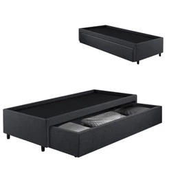 Base Box Cama Solteiro com Gaveta Sapateira 88x188 cm Linho Cinza