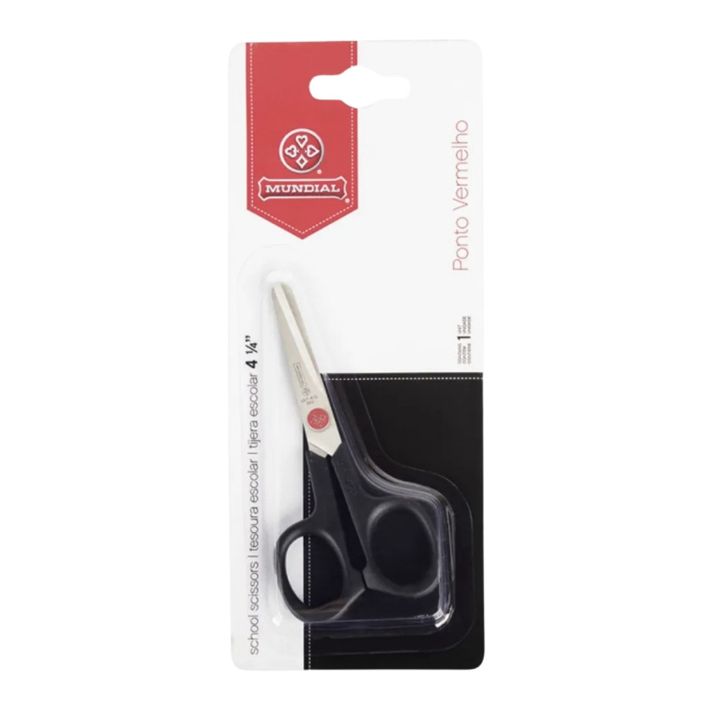 Tesoura Escolar 4 1/4 Kids Ponto Vermelho Multiuso Mundial