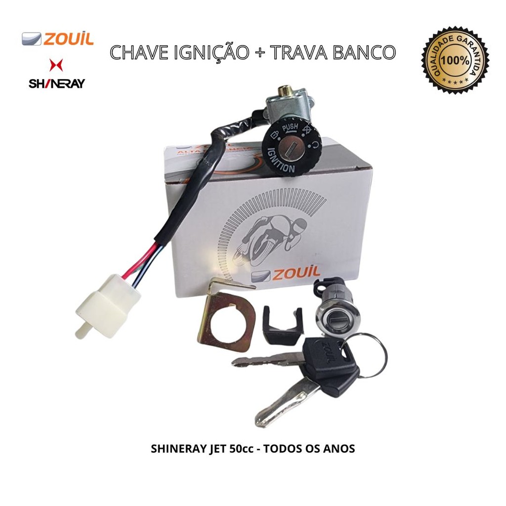 Kit Chave Ignição + Trava Banco Shineray Jet 50cc Todos Os Anos - Zouil em Oferta na Shopee